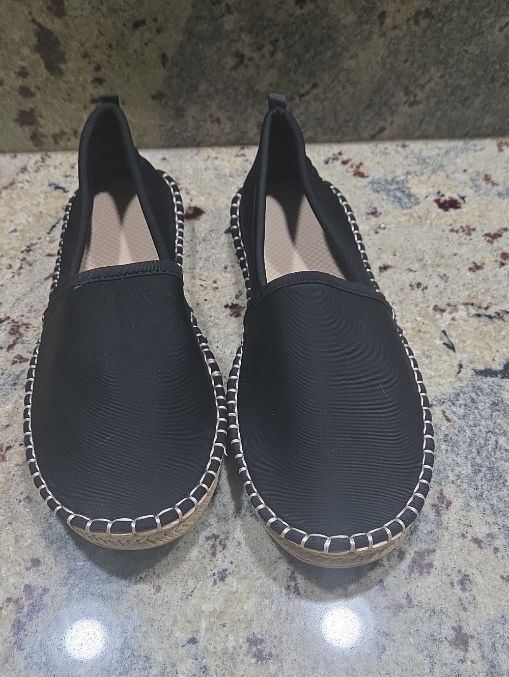 Lands' End Black Espadrille Slip-On Womens Shoes